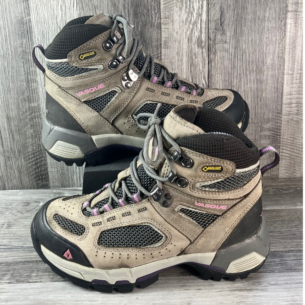 Vasque Talus Trek 7479 Women 7W Gray Pink Gore-Tex Vibram Hiking Boots